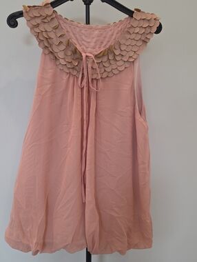 A'reve Anthropogie Petal Ruffled Collar Sleeveless Balloon Blouse Top Med